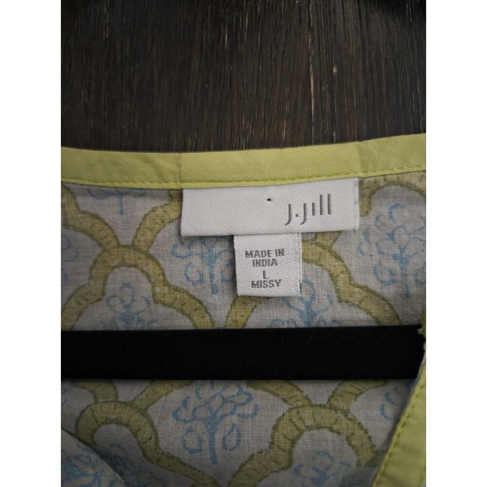 J. Jill Green and Light Blue Printed Long-Sleeve Blouse - Picture 2 of 12